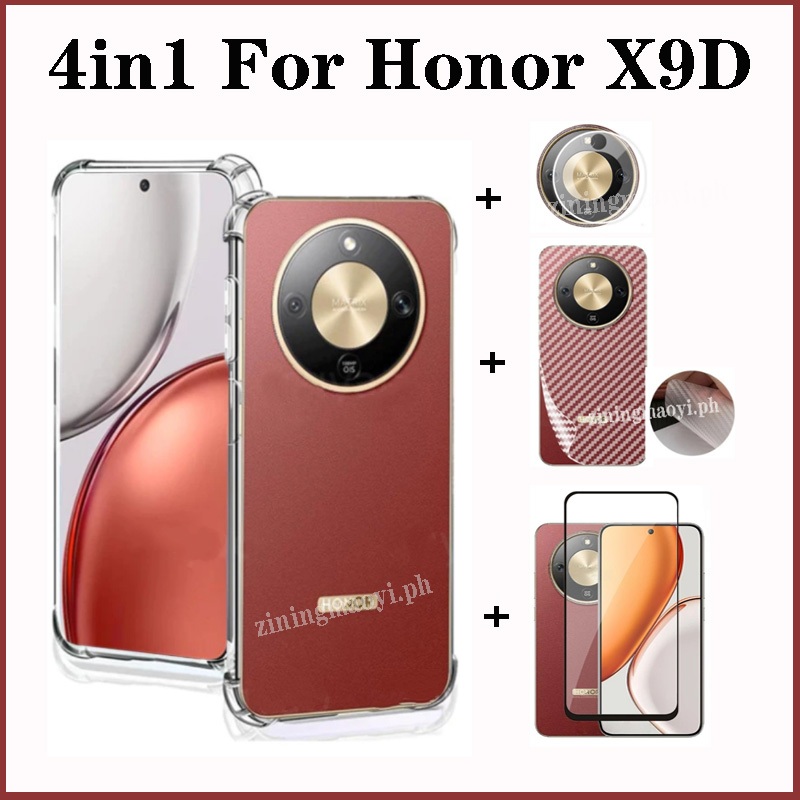 Bộ 4 trong 1 trọn bộ cho [Honor X9D, X7D, X8C, X8A, X7C, X6B, X6A] - Vỏ trong suốt + Kính cường lực + Ống kính máy ảnh + Bảo vệ mặt sau, Bảo hiểm toàn diện tối ưu