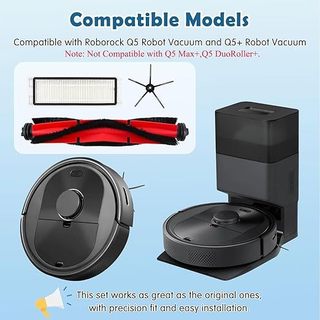 Dành cho Roborock Q8 Max / Q8 Max + / Q5 Pro / Q5 Pro + Bộ phụ kiện – Bàn chải chính, Bàn chải bên, Bộ lọc HEPA, Bộ thay thế túi đựng bụi và vải lau nhà