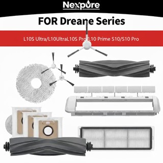 Dành cho Dreame L10 / L10s Ultra / S10 / S10 Pro / Xiaomi X10 + Bộ thay thế – Bàn chải chính & Bàn chải bên & Bộ lọc