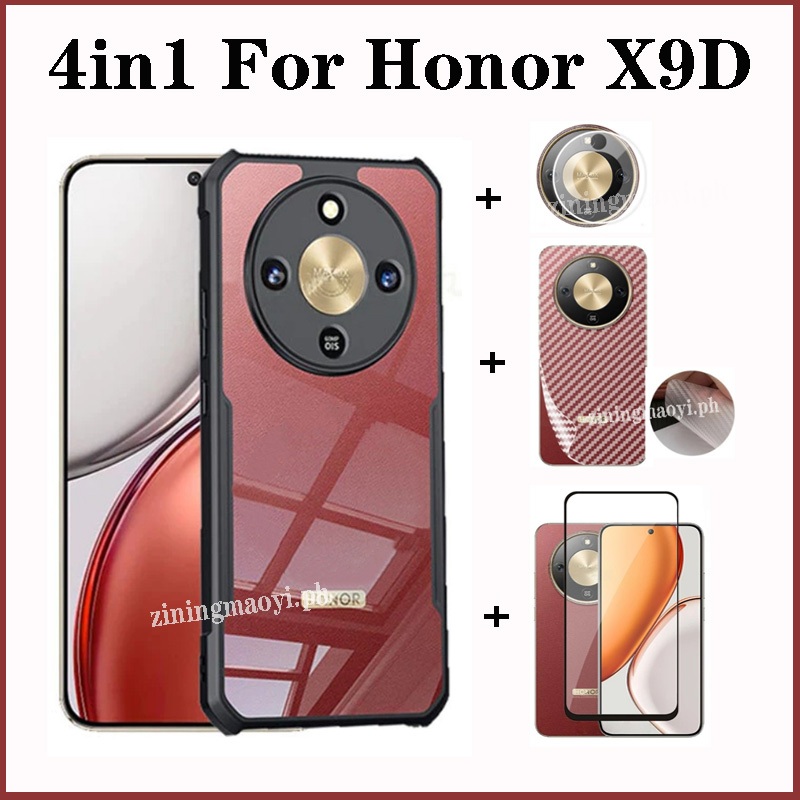 Bộ 4 Trong 1 Trọn Bộ Cho Honor X9D, X7D, X8C, X8A, X7C, X6B, X6A Vỏ Điện Thoại Di Động Chống Rơi + Phim Kính Cường Lực + Ống Kính Máy Ảnh + Bảo Vệ Phim Mặt Sau, Bảo Vệ Toàn Diện Tối Giản