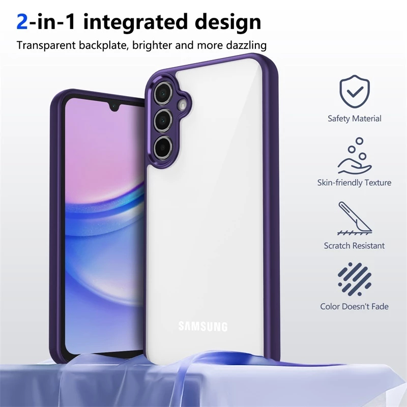 Ốp Điện Thoại Chống Sốc Trong Suốt Samsung Galaxy A02S A03S A04E A04S A05 A05S A06 A07 A10S A11 A12 4G 5G Vỏ Cứng Bảo Vệ Acrylic Mặt Sau Phụ Kiện