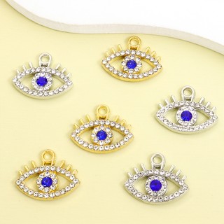 10 chiếc Kim cương giả lấp lánh dát bùa mắt ác màu xanh Thổ Nhĩ Kỳ, Mặt dây chuyền mắt may mắn cho DIY Vòng cổ cá tính Bông tai Vòng tay Móc khóa - Quà tặng lý tưởng cho gia đình và bạn bè