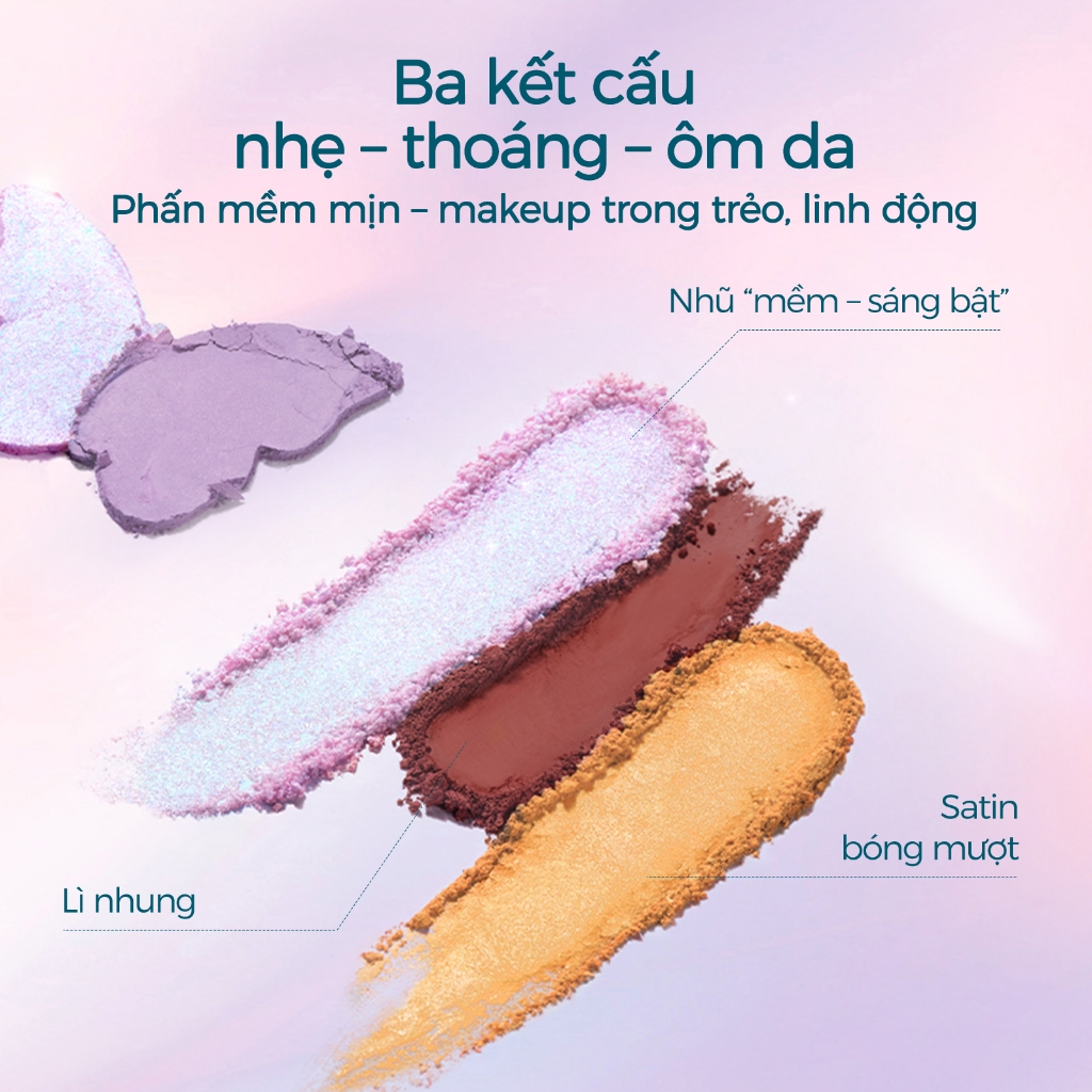Florasis (Hoa Tây Tử) Bảng phấn mắt 4 màu Butterfly Glitter Quad – Mịn mượt, dễ tán, giữ màu lâu