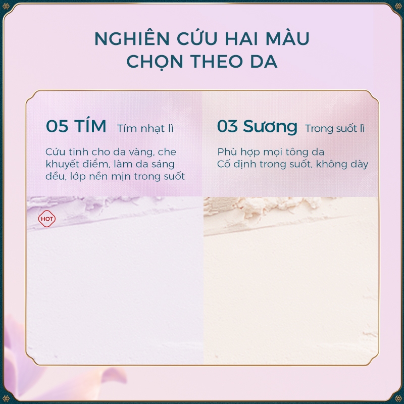 Florasis ( Hoa Tây Tử) Phấn Phủ Dạng Bột Flawless Jade Breathable– Hạt Phấn Siêu Mịn, Điều Chỉnh Sắc Tố, Kiểm Soát Dầu & Lớp Nền Lì Hoàn Hảo 8.5g—05 màu tím sương mờ nhẹ(phiên bản giới hạn)