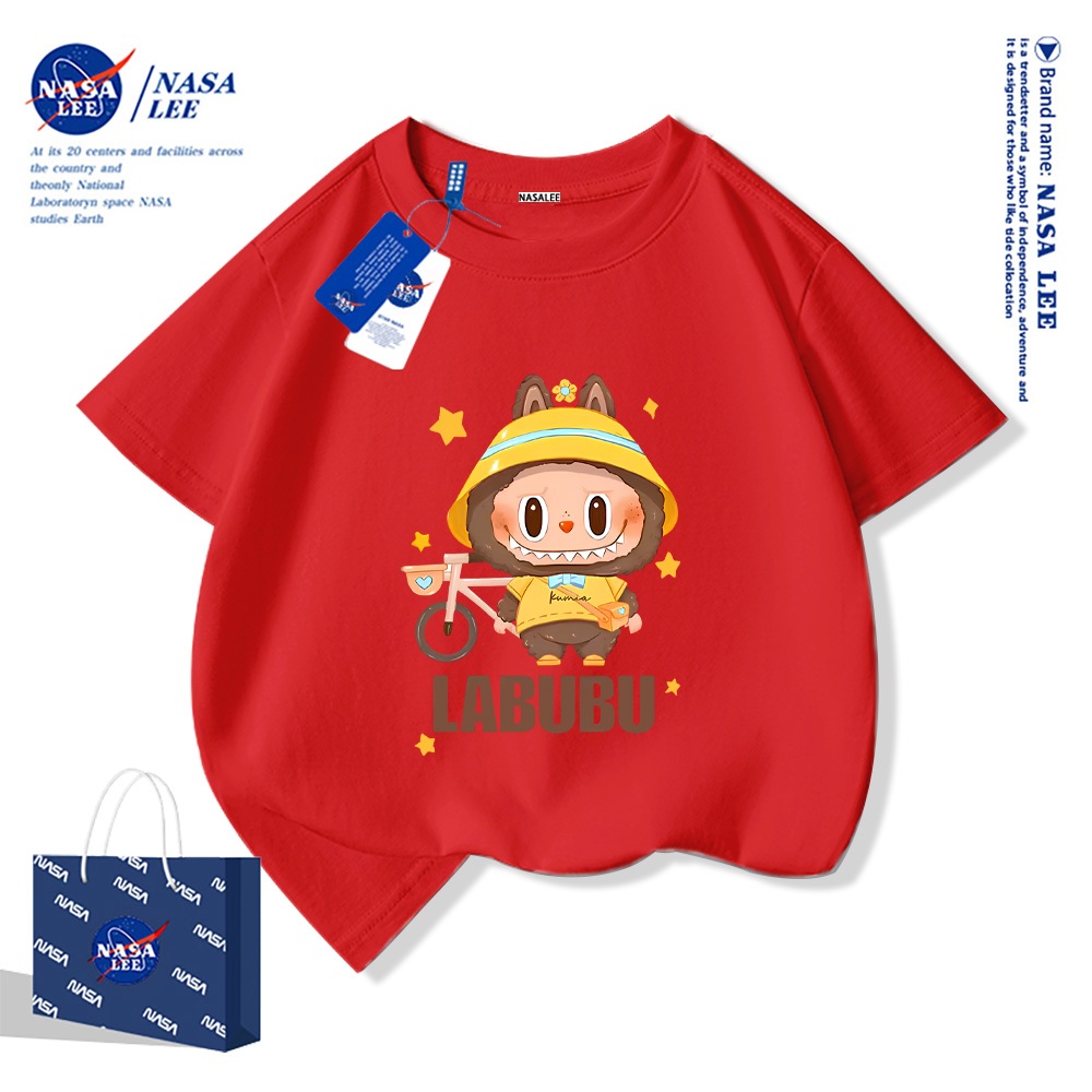 NASA áo thun cotton trẻ em 2025 mới áo thung labubu cho bé trai Mềm mại và thoải mái áo thun cộc