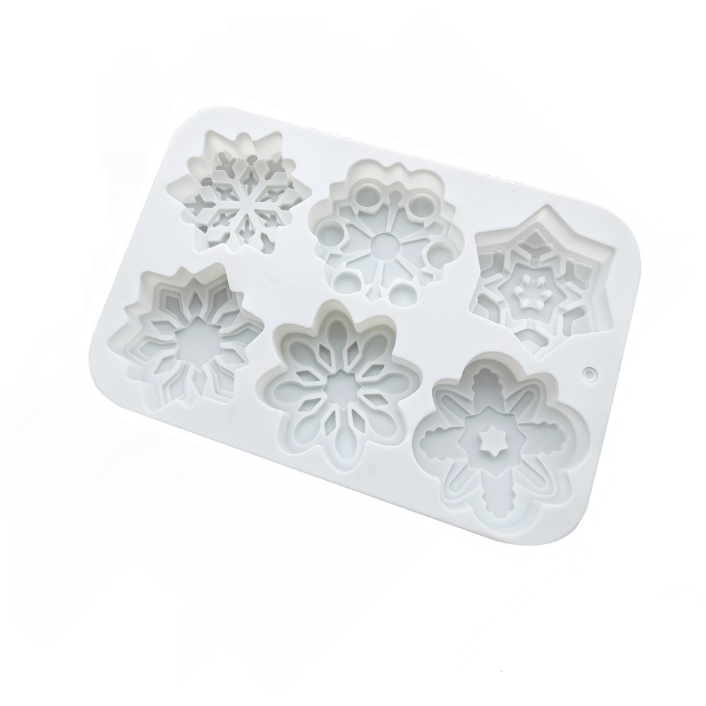 6 Khoang Bông Tuyết Mousse Bánh Khuôn Silicon Giáng Sinh DIY Khuôn Socola Bánh Nướng Trang Trí Dụng Cụ