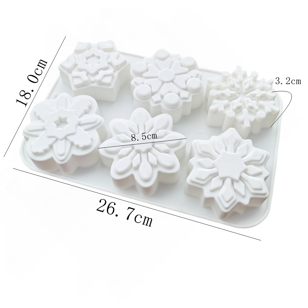 6 Khoang Bông Tuyết Mousse Bánh Khuôn Silicon Giáng Sinh DIY Khuôn Socola Bánh Nướng Trang Trí Dụng Cụ