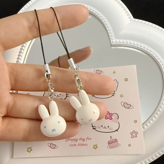1 Chiếc Điện Thoại Di Động Mặt Dây Chuyền Nhỏ Thỏ Trắng Dễ Thương Nhựa Hoạt Hình Túi Mặt Dây Chuyền Trang Sức