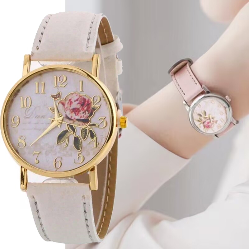 Phụ Nữ Hoa Hồng Họa Tiết Đồng Hồ Thạch Anh Nữ Bán Chạy Đồng Hồ Đeo Tay Da PU Nữ Đồng Hồ Thông Thường Đồng Hồ Sinh Viên, Lựa Chọn Tốt Nhất Cho Quà Tặng