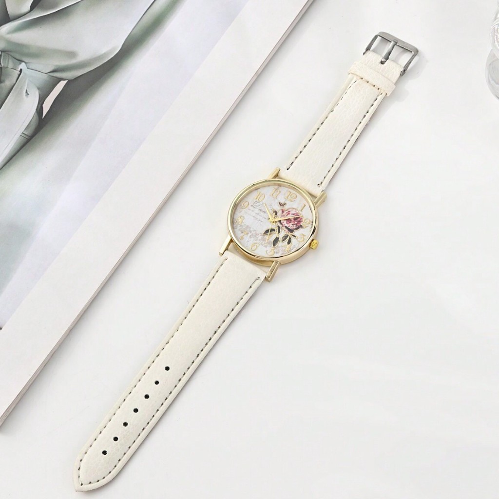Phụ Nữ Hoa Hồng Họa Tiết Đồng Hồ Thạch Anh Nữ Bán Chạy Đồng Hồ Đeo Tay Da PU Nữ Đồng Hồ Thông Thường Đồng Hồ Sinh Viên, Lựa Chọn Tốt Nhất Cho Quà Tặng