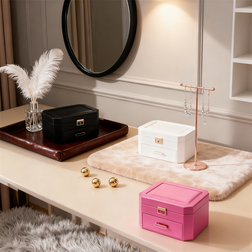 CASEGRACE Hộp đựng đồ trang sức Hộp đựng đồ tổ chức có khóa và chìa khóa Hộp trang sức cho nhẫn Bông tai Vòng tay Vòng cổ Quà tặng Giáng sinh cho bé gái