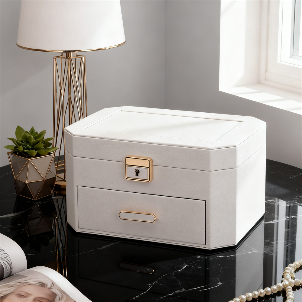 CASEGRACE Hộp đựng đồ trang sức Hộp đựng đồ tổ chức có khóa và chìa khóa Hộp trang sức cho nhẫn Bông tai Vòng tay Vòng cổ Quà tặng Giáng sinh cho bé gái