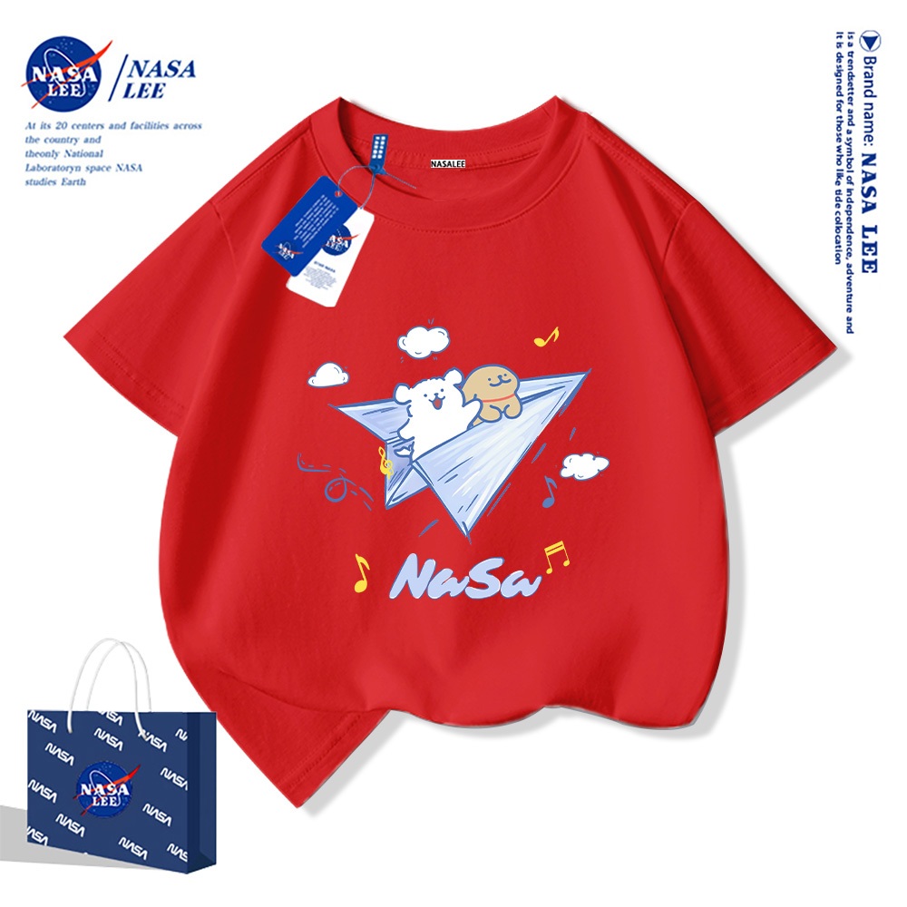 NASA áo thun cotton trẻ em 2025 mới Mềm mại và thoải mái áo thun cộcÁo thun trẻ em