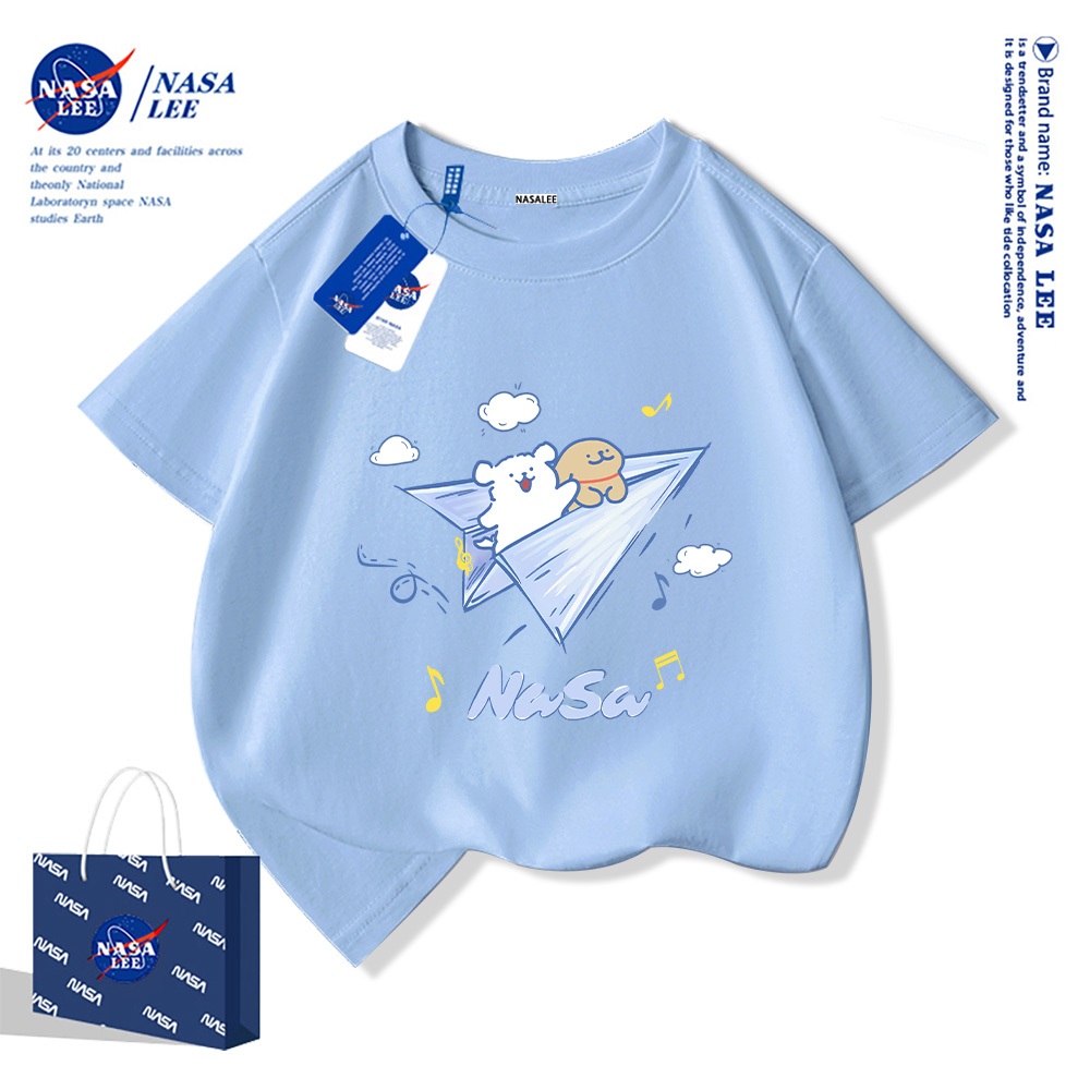 NASA áo thun cotton trẻ em 2025 mới Mềm mại và thoải mái áo thun cộcÁo thun trẻ em