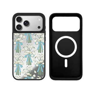 Từ tính không dây iPhone 17 16 15 14 13 Pro Max Plus Cool Cherry Heart Black Edge Mirror Back Case