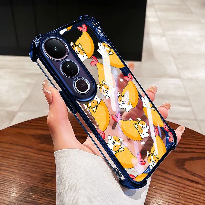 Vỏ YBD Cho Vivo V70 FE V60 Lite Y200 Y300 V40 Lite V50 Lite V50E V40 Pro 5G Vỏ Điện Thoại Chống Rơi Trong Suốt Có Cá Quái Vật