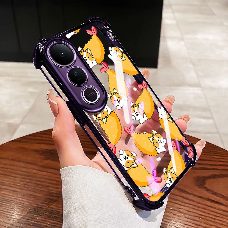 Vỏ YBD Cho Vivo V70 FE V60 Lite Y200 Y300 V40 Lite V50 Lite V50E V40 Pro 5G Vỏ Điện Thoại Chống Rơi Trong Suốt Có Cá Quái Vật