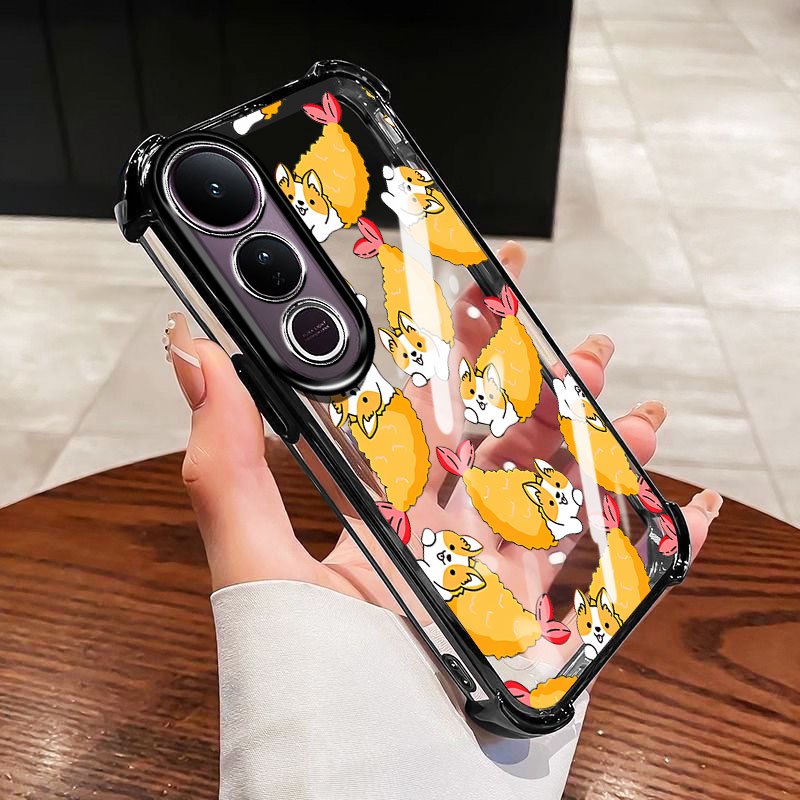 Vỏ YBD Cho Vivo V70 FE V60 Lite Y200 Y300 V40 Lite V50 Lite V50E V40 Pro 5G Vỏ Điện Thoại Chống Rơi Trong Suốt Có Cá Quái Vật