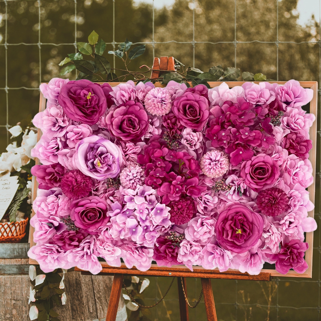 【Hàng sẵn】Tường Hoa Giả 60×40cm Bảng điều khiển tường lụa 3D cho phông nền, vòi hoa sen cô dâu, sự kiện, trang trí nhà cửa【Bán trước một phần】