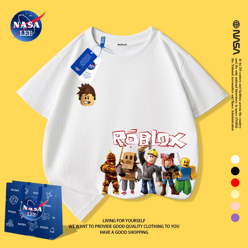 NASA Áo thun trẻ em Roblox, phong cách dễ thương, chất liệu mềm mại, dành cho các bé yêu thích game
