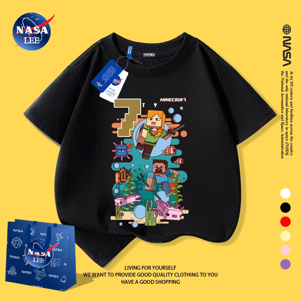 NASA Áo thun trẻ em họa tiết "My World" độc đáo, chất liệu mềm mại, thoải mái, phù hợp cho bé yêu thích khám phá