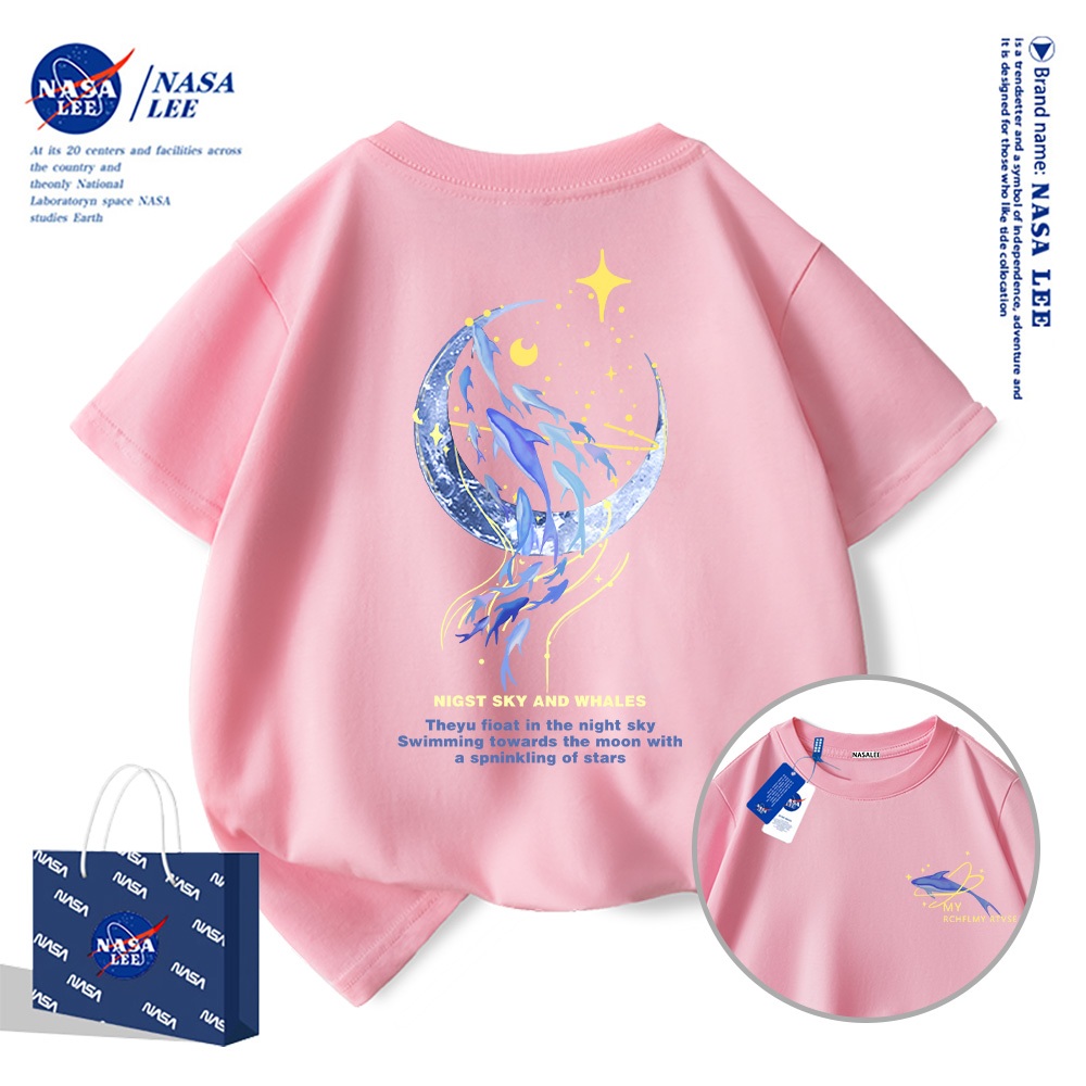 Áo Thun NASA Trẻ Em 2025 Vải Cotton Mềm Mại, Áo Phông Cộc Phong Cách Hàn Quốc Cho Bé Trai