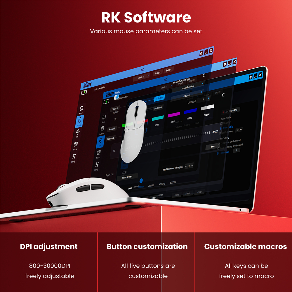Chuột không dây RK MG5 Royal Kludge 8k 8000Hz Tri-Mode Bluetooth Wireless PAW3950 Chuột nhẹ có thể sạc lại cho PC Laptop Chơi game | BigBuy360 - bigbuy360.vn