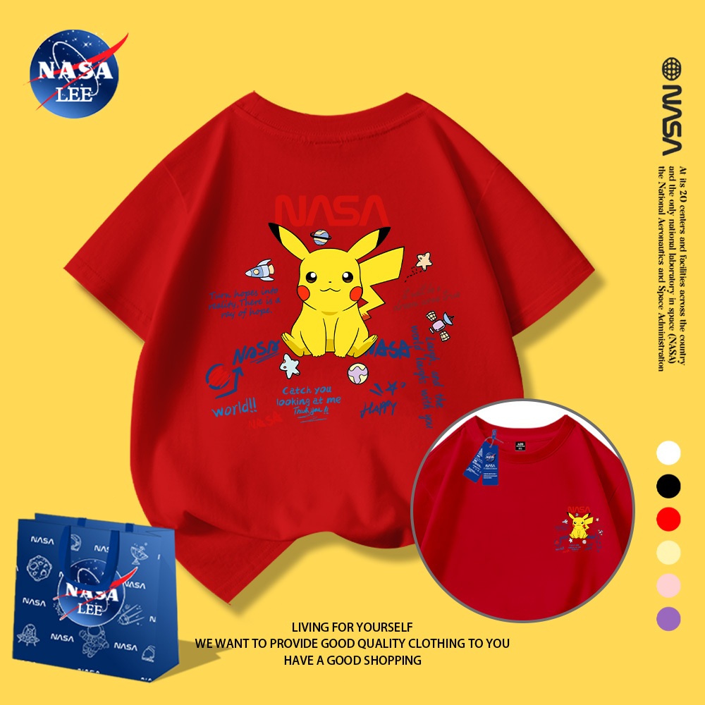 NASA Áo Thun Trẻ Em, In Hình Pikachu, Thiết Kế Thời Trang, Thoải Mái, Mặc Trong Hoặc Ngoài