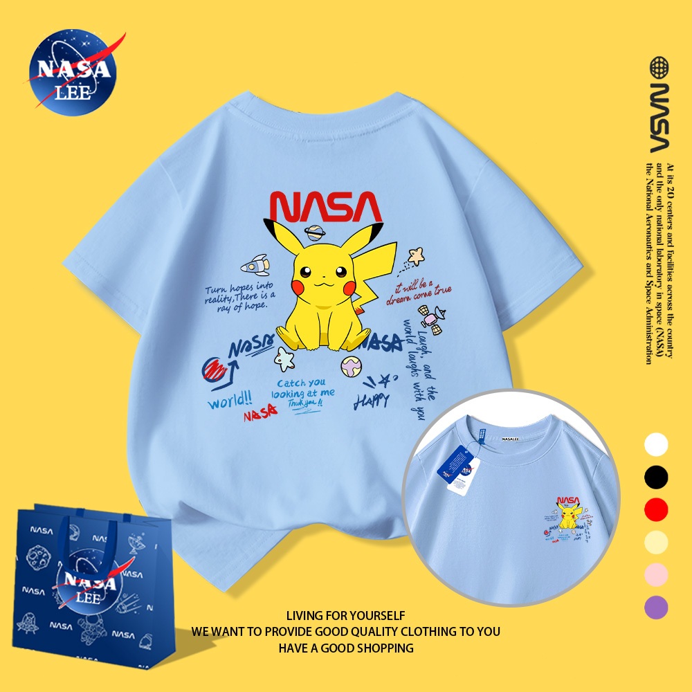 NASA Áo Thun Trẻ Em, In Hình Pikachu, Thiết Kế Thời Trang, Thoải Mái, Mặc Trong Hoặc Ngoài