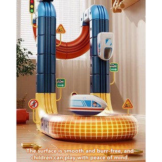 Giáo dục trẻ em điện cao tốc đường ray xe lửa khối lập phương DIY lắp ráp từ tính cho bé trai và bé gái