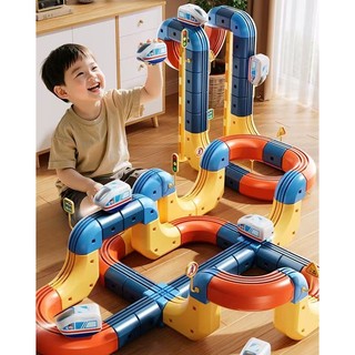 Giáo dục trẻ em điện cao tốc đường ray xe lửa khối lập phương DIY lắp ráp từ tính cho bé trai và bé gái