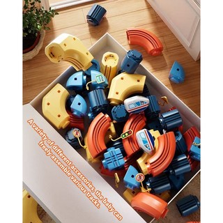 Giáo dục trẻ em điện cao tốc đường ray xe lửa khối lập phương DIY lắp ráp từ tính cho bé trai và bé gái