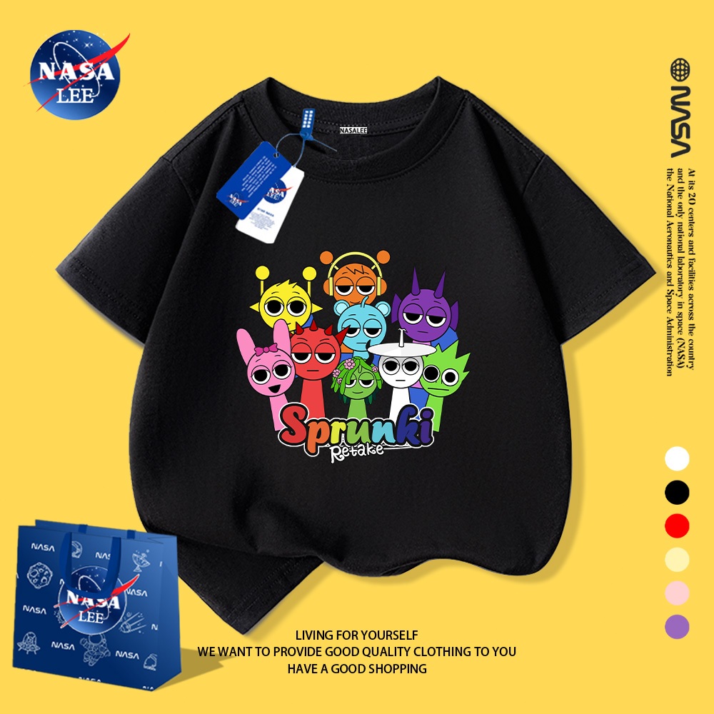 Áo Thun Trẻ Em NASA, Cotton, In Hình SPRUNKI Hoạt Hình, Có Thể Mặc Trong Hoặc Ngoài, Unisex