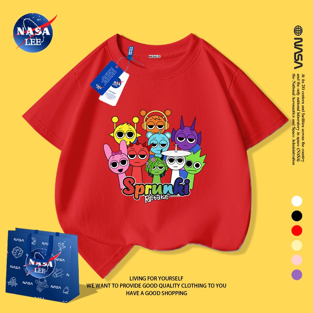 Áo Thun Trẻ Em NASA, Cotton, In Hình SPRUNKI Hoạt Hình, Có Thể Mặc Trong Hoặc Ngoài, Unisex