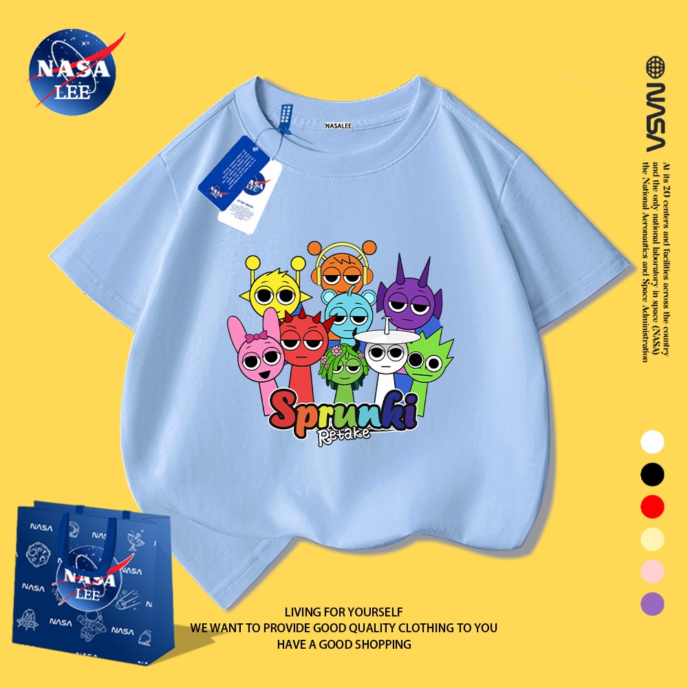 Áo Thun Trẻ Em NASA, Cotton, In Hình SPRUNKI Hoạt Hình, Có Thể Mặc Trong Hoặc Ngoài, Unisex