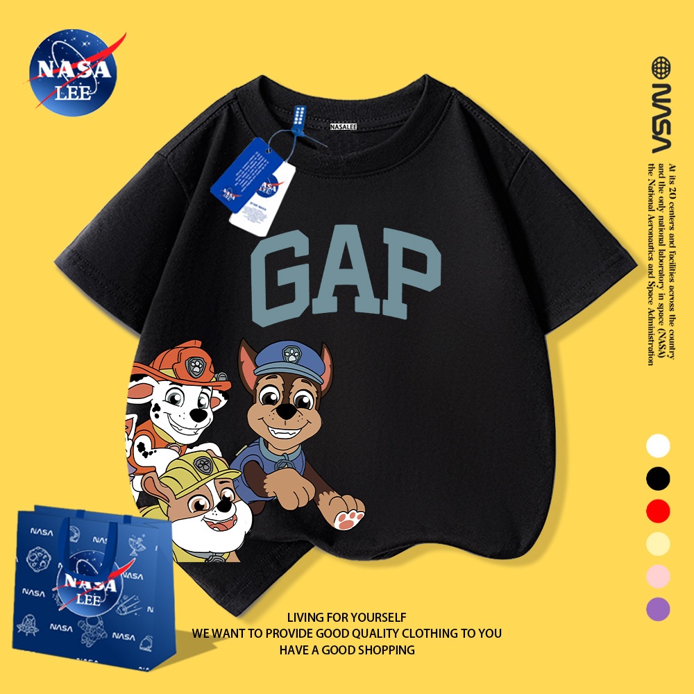 Áo Thun Ngắn Tay Trẻ Em NASA, In Hình Paw Patrol Hoạt Hình, Cotton, Dành Cho Bé Trai Và Bé Gái