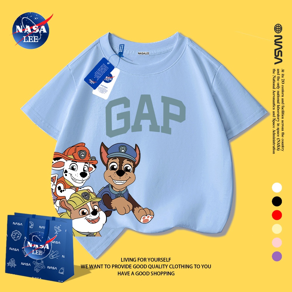Áo Thun Ngắn Tay Trẻ Em NASA, In Hình Paw Patrol Hoạt Hình, Cotton, Dành Cho Bé Trai Và Bé Gái