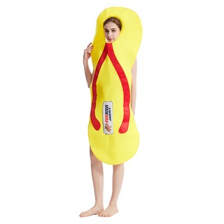Trang phục Halloween màu vàng vui nhộn, thoải mái cho người lớn, phù hợp tiệc tùng và chơi biển.