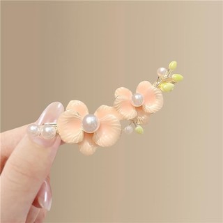 Kẹp tóc phalaenopsis ngọc trai cao cấp, kẹp bên phẳng cho décor tóc đẹp