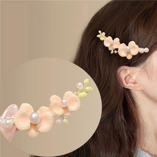 Kẹp tóc phalaenopsis ngọc trai cao cấp, kẹp bên phẳng cho décor tóc đẹp