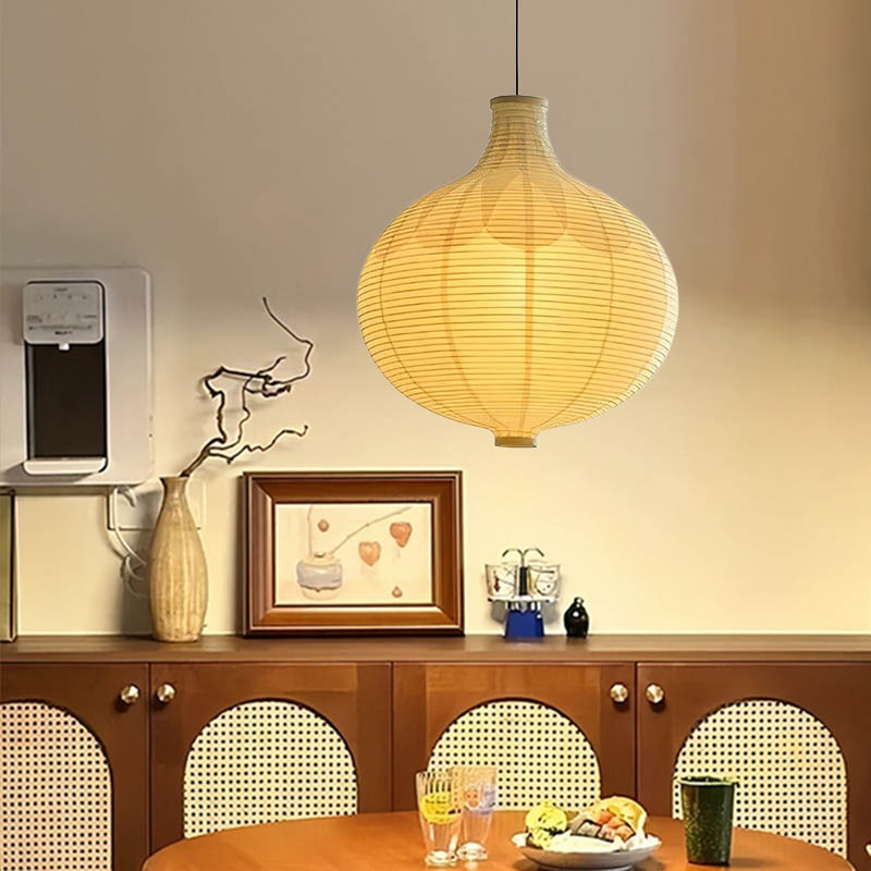Đèn chùm đèn lồng giấy phong cách trung cổ, Đèn pha mặt dây chuyền hành tây Wabi-sabi Nhật Bản, Phòng ăn, Phòng khách, Trang trại Đèn thả trang trí thẩm mỹ