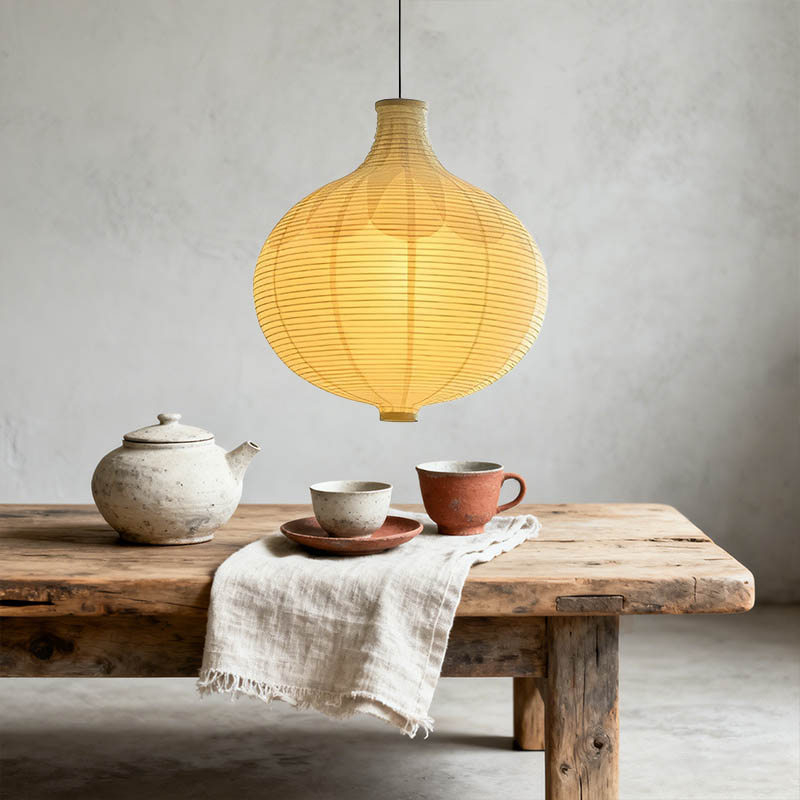 Đèn chùm đèn lồng giấy phong cách trung cổ, Đèn pha mặt dây chuyền hành tây Wabi-sabi Nhật Bản, Phòng ăn, Phòng khách, Trang trại Đèn thả trang trí thẩm mỹ