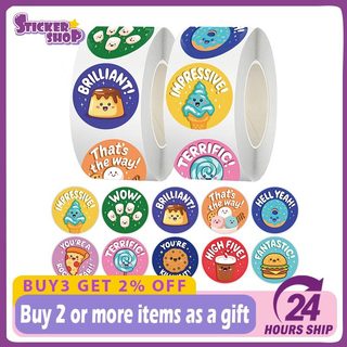 500 Cái / Cuộn Món Tráng Miệng Tiếng Anh Động Lực Stikers DIY Thêu Sò Điện Thoại Laptop Niêm Phong Miếng Dán
