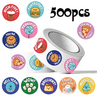 500 Cái / Cuộn Món Tráng Miệng Tiếng Anh Động Lực Stikers DIY Thêu Sò Điện Thoại Laptop Niêm Phong Miếng Dán
