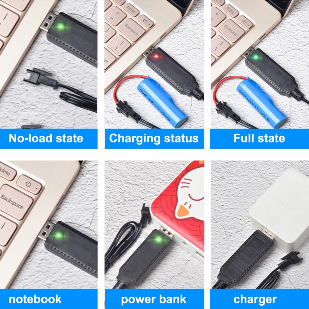 ECILY Universal SM-2P LED Đèn báo 3.7V USB Sạc RC Đồ chơi Pin Li-ion Cáp sạc pin NiMh / NiCd