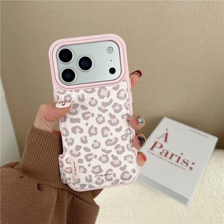 Ốp điện thoại chất liệu PU họa tiết da báo cho iPhone 17 Pro Max 16 pro max
