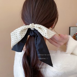 Scrunchie Chấm Bi Đen Trắng - Dây Buộc Tóc Thời Trang