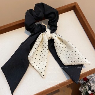Scrunchie Chấm Bi Đen Trắng - Dây Buộc Tóc Thời Trang