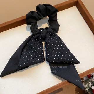 Scrunchie Chấm Bi Đen Trắng - Dây Buộc Tóc Thời Trang