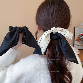 Scrunchie Chấm Bi Đen Trắng - Dây Buộc Tóc Thời Trang